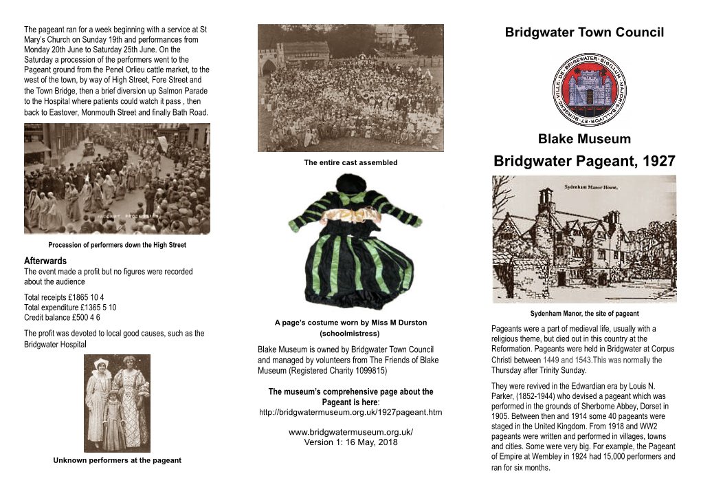 Bridgwater Pageant, 1927