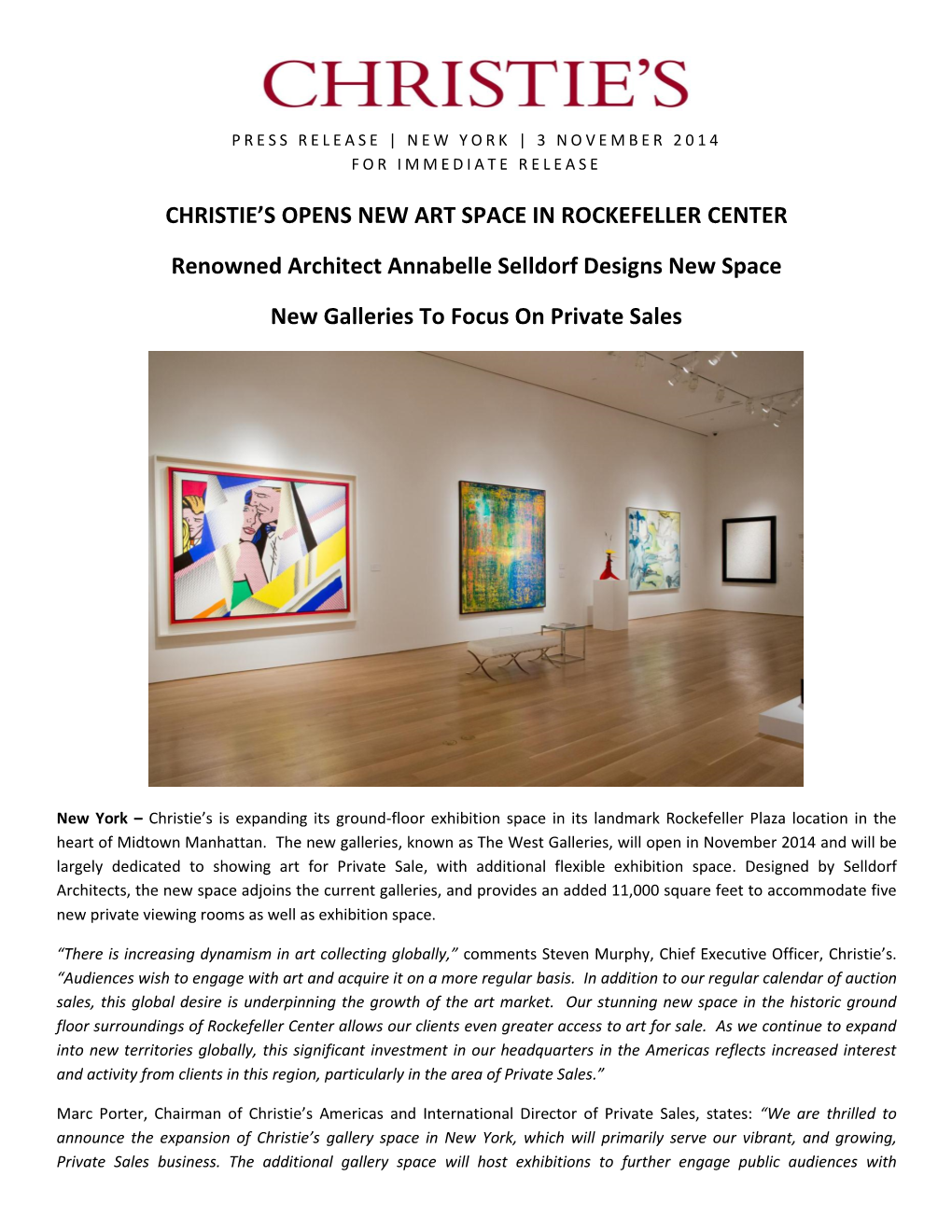 Christie's Opens New Art Space in Rockefeller