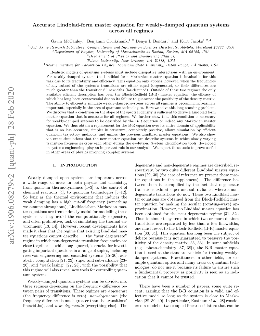 Arxiv:1906.08279V2 [Quant-Ph] 28 Feb 2020 Itivity of the Density Matrix [35, 36]