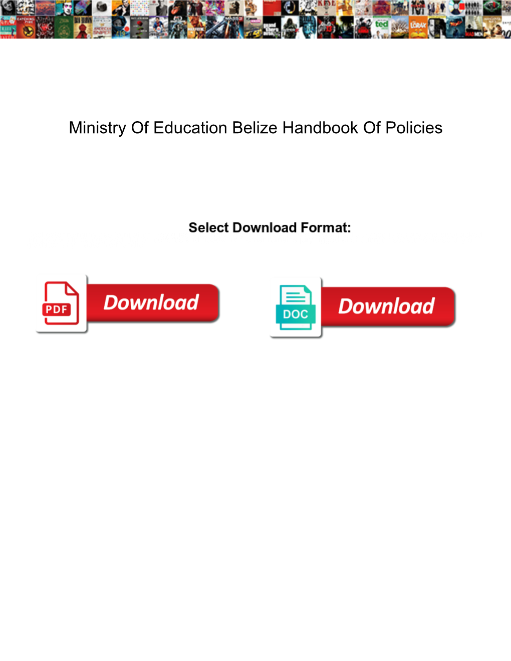 Ministry of Education Belize Handbook of Policies