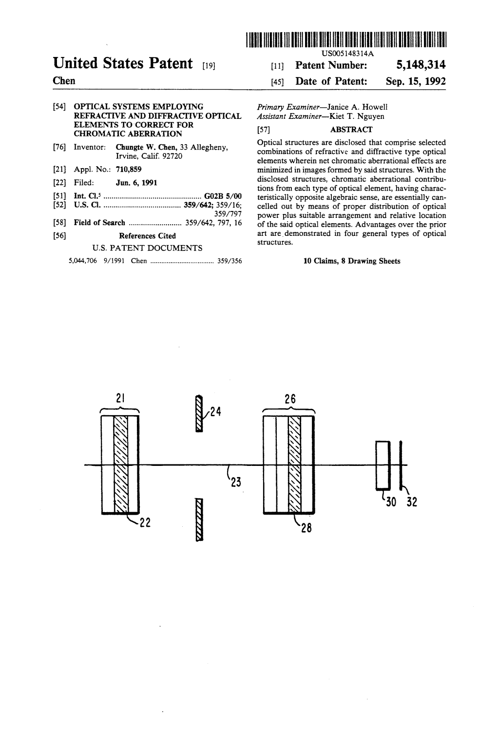 ||||||IIIHHHHHHHHHH USOOS 4834A United States Patent (19) 11 Patent Number: 5,148,314 Chen 45) Date of Patent: Sep