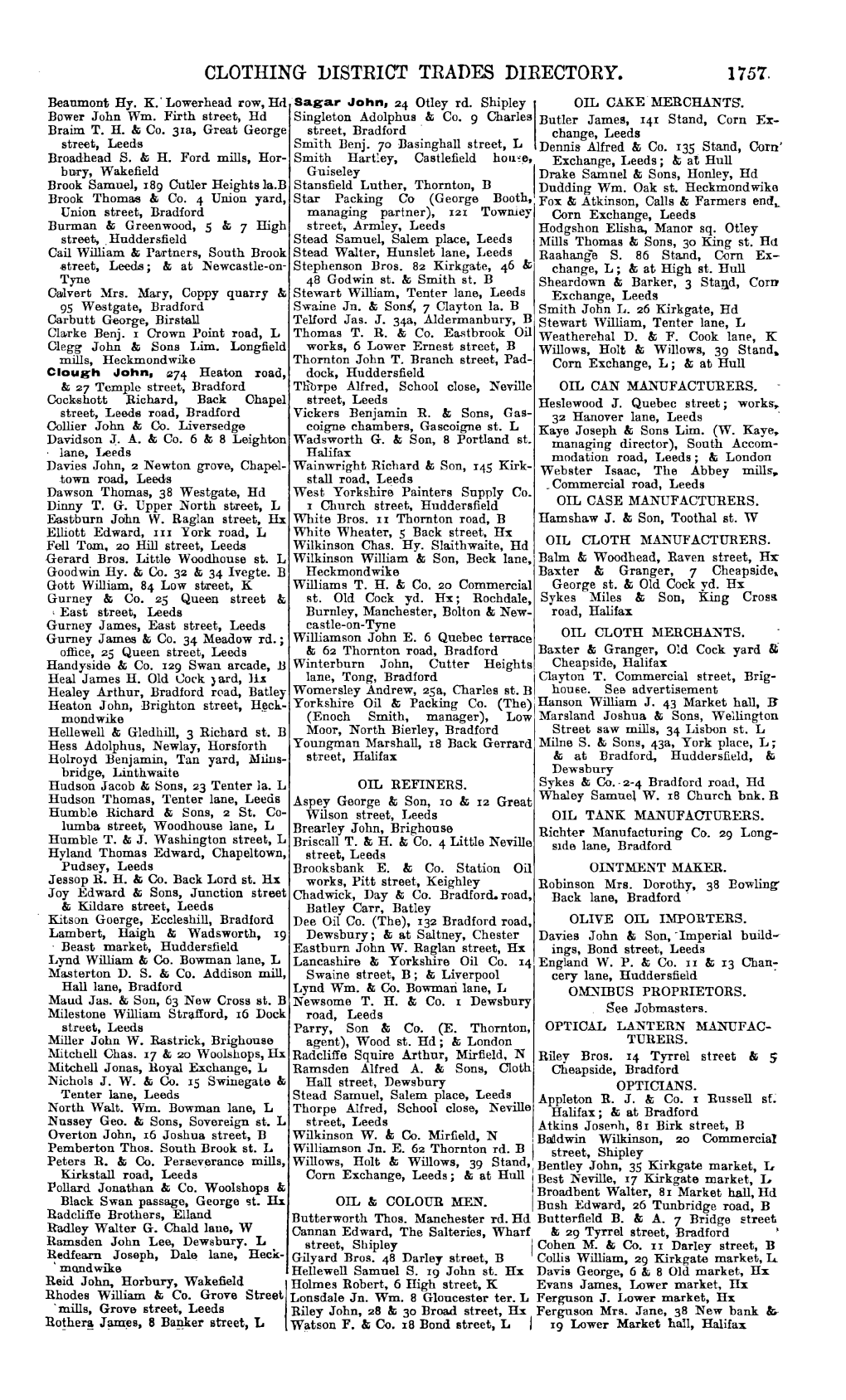 Clothing District Trades Directory. 1751