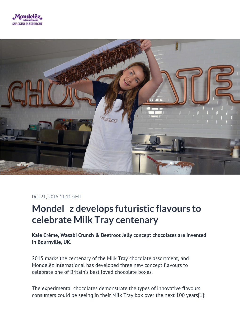 Mondelēz Develops Futuristic Flavours to Celebrate Milk Tray Centenary