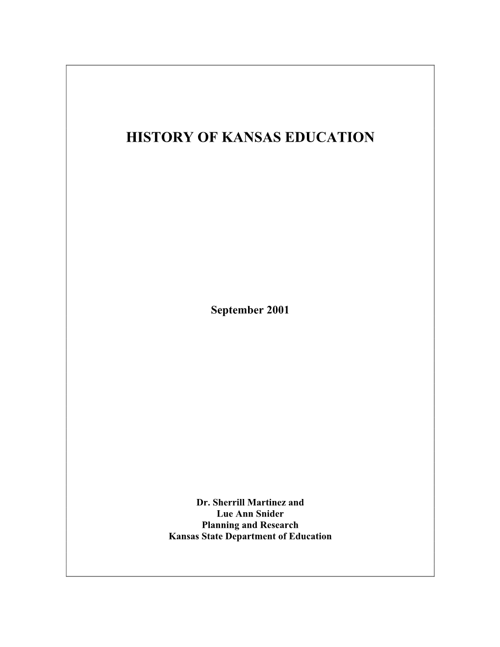 History of Kansas Education