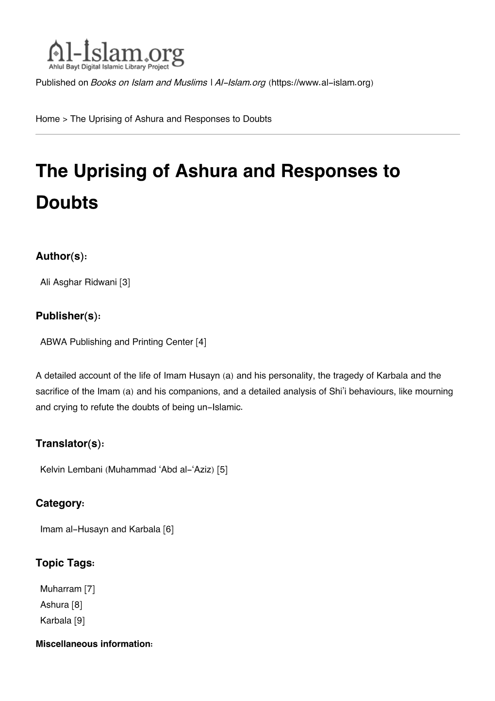 The Uprising of Ashura and Responses to Doubts