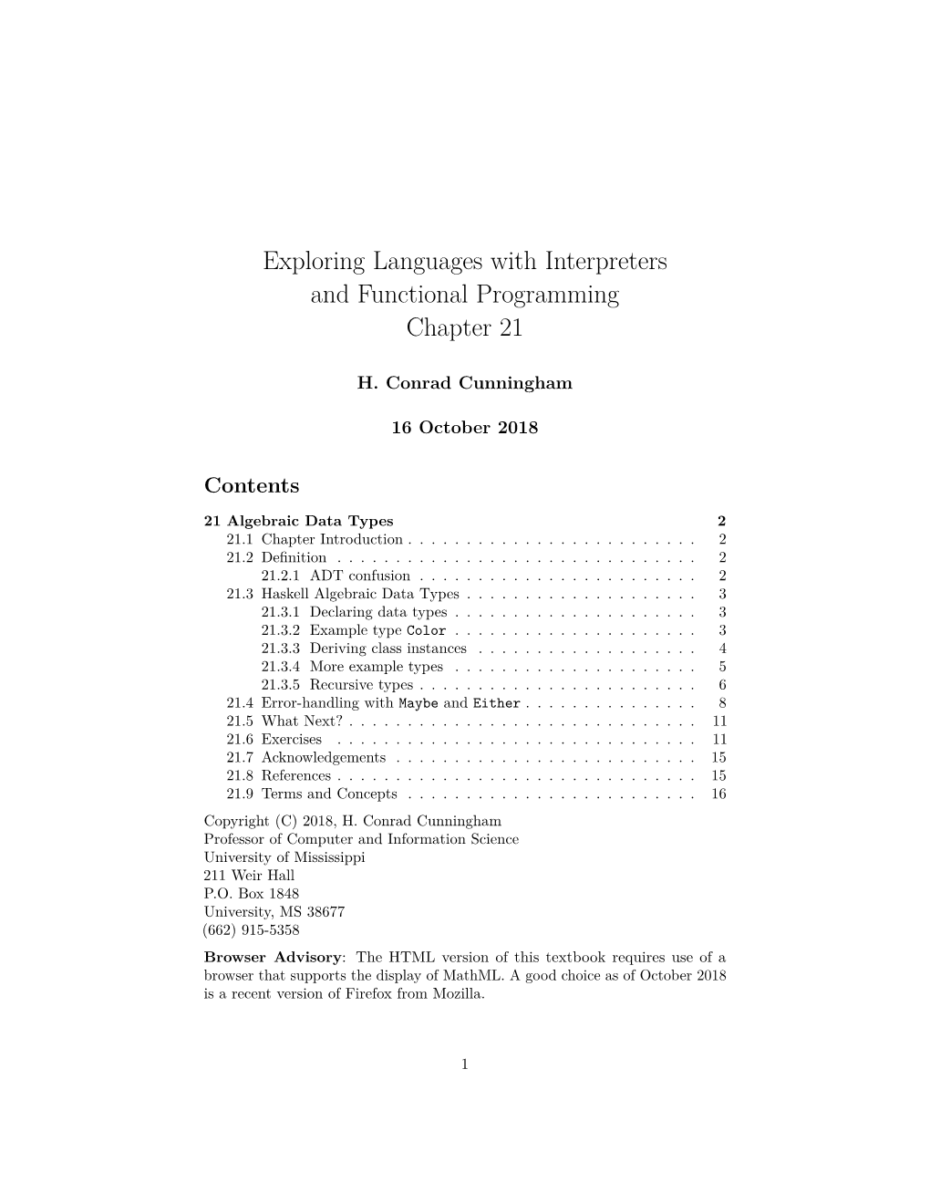 Exploring Languages with Interpreters and Functional Programming Chapter 21