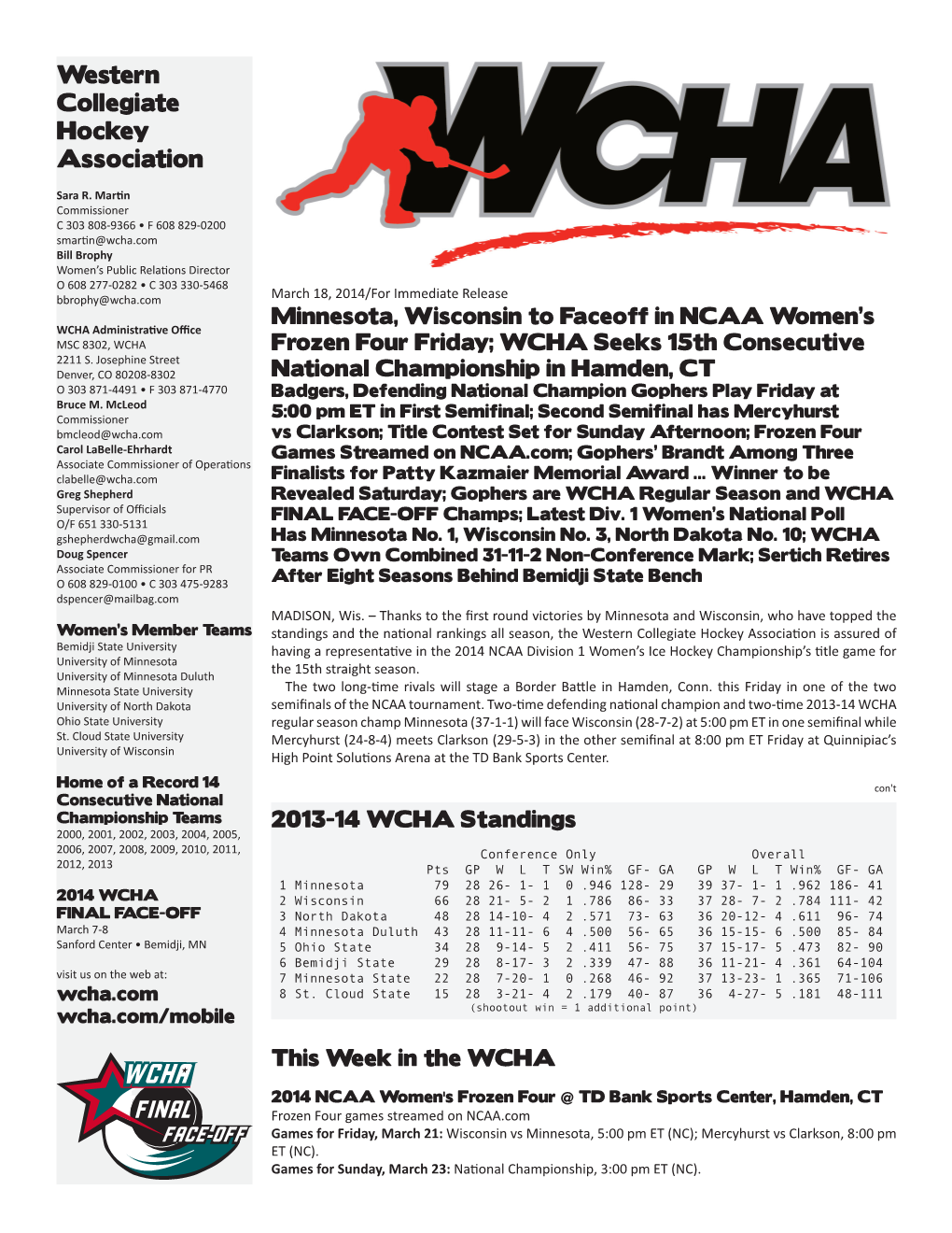 Western Collegiate Hockey Association Sara R