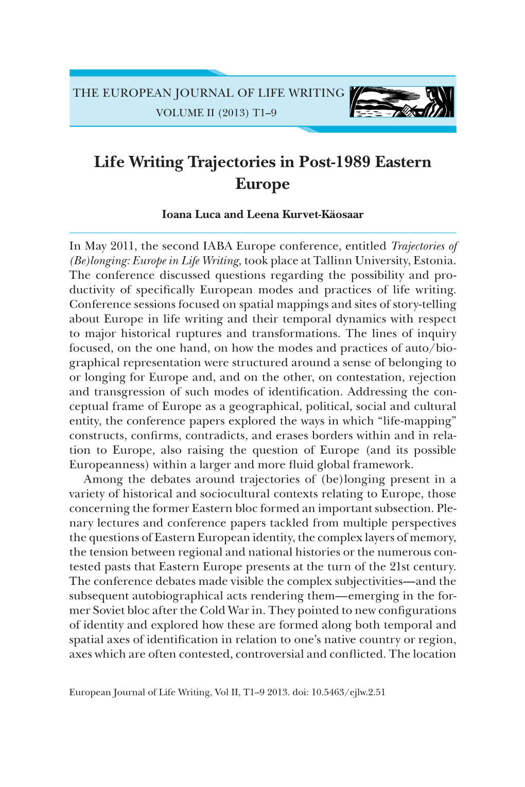 Life Writing Trajectories in Post-1989 Eastern Europe