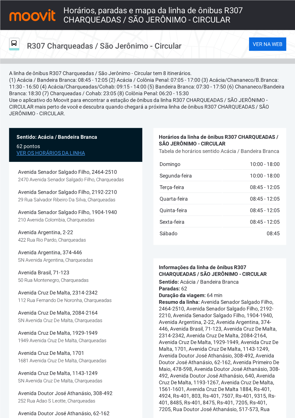 Horários, Paradas E Mapa Da Linha De Ônibus R307 CHARQUEADAS / SÃO JERÔNIMO - CIRCULAR