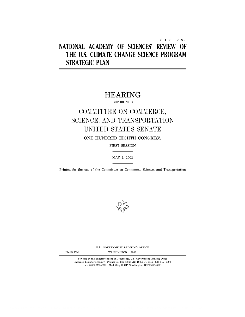 National Academy of Sciences’ Review of the U.S