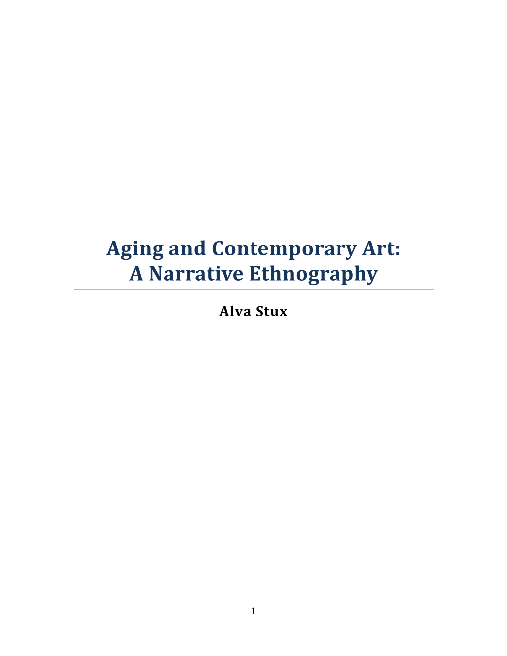 Aging and Contemporary Art: a Narrative Ethnography