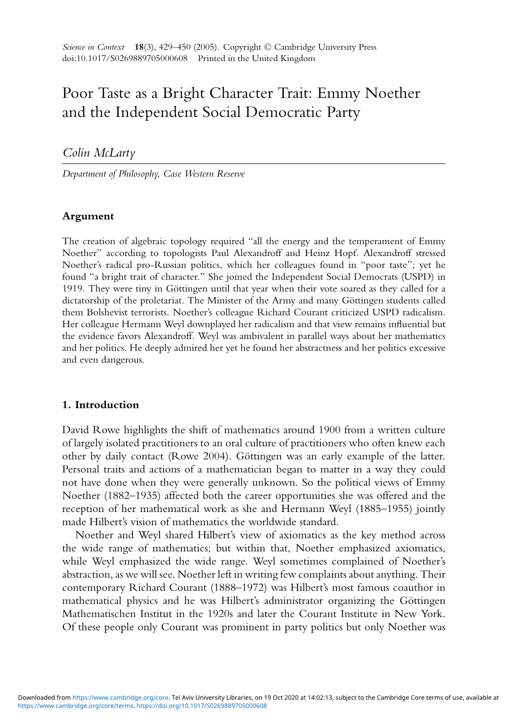 Emmy Noether and the Independent Social Democratic Party