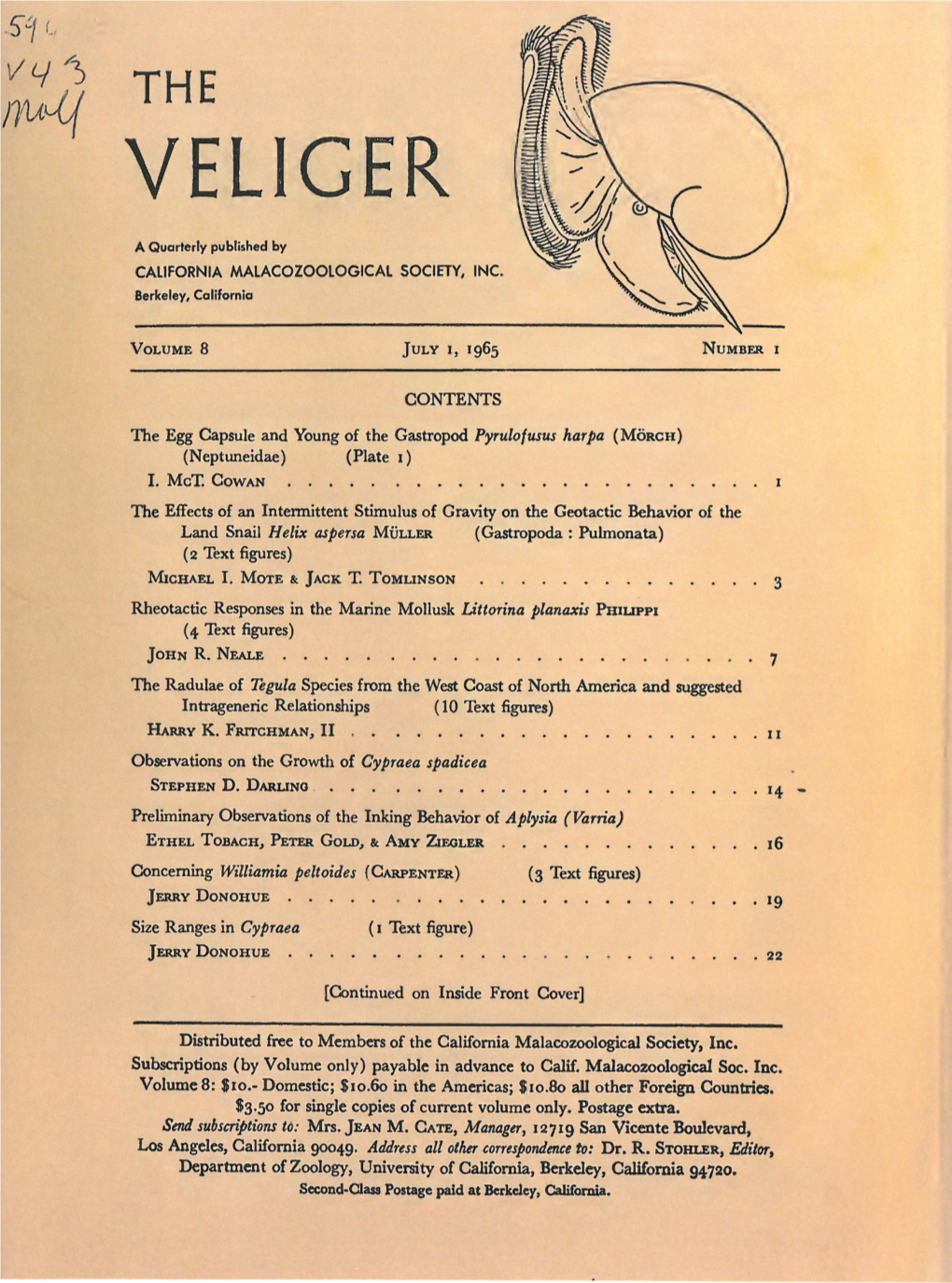 THE VELIGER Vol