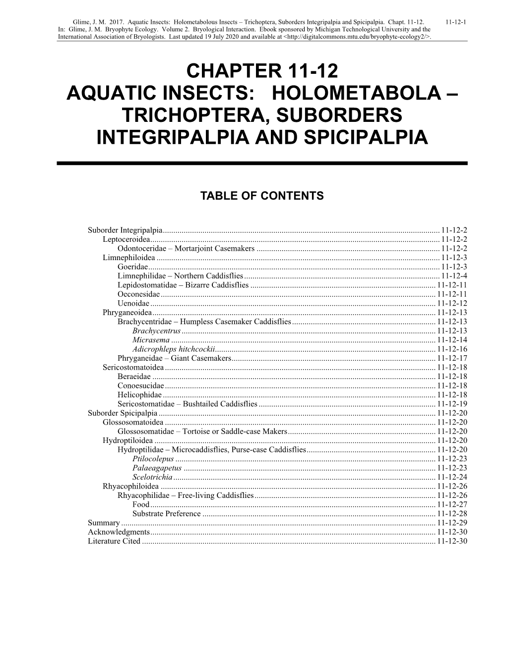 Volume 2, Chapter 11-12: Aquatic Insects: Holometabola