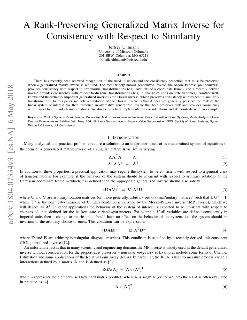 A Rank-Preserving Generalized Matrix Inverse for Consistency With