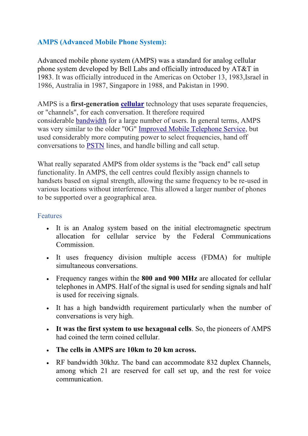 AMPS (Advanced Mobile Phone System)