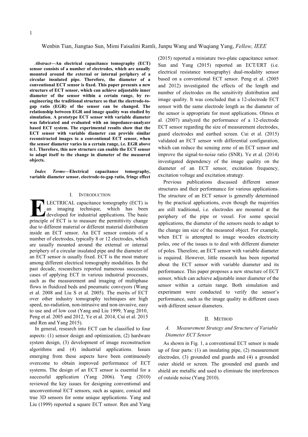 An Electrical Capacitance Tomography Sensor with Variable Diameter