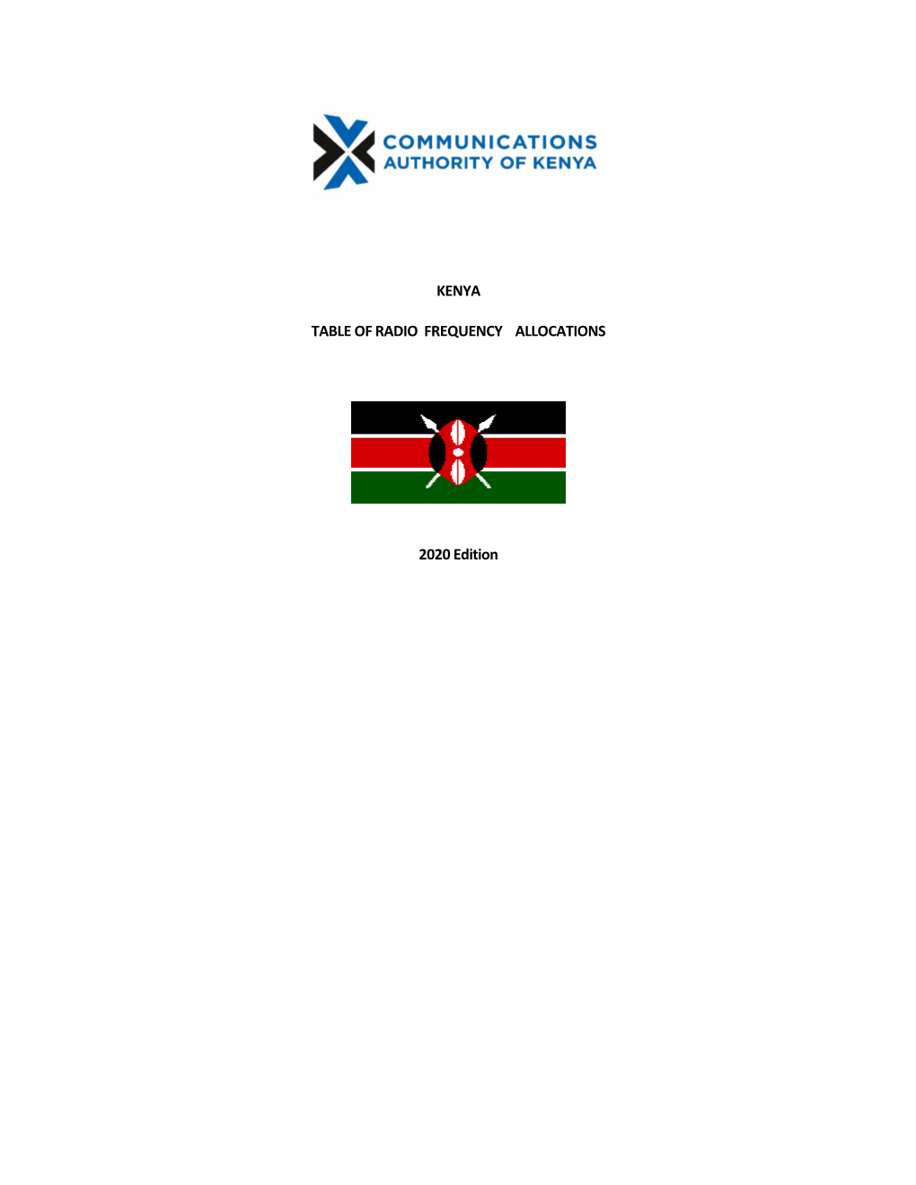 Kenya Table of Radio Frequency Allocations 2020