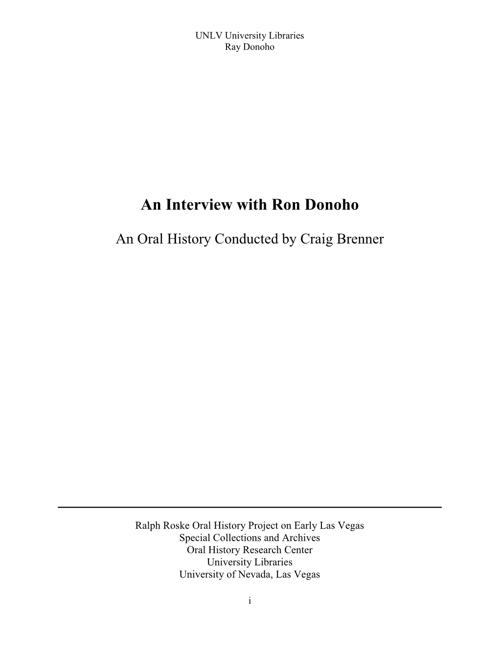 An Interview with Ron Donoho