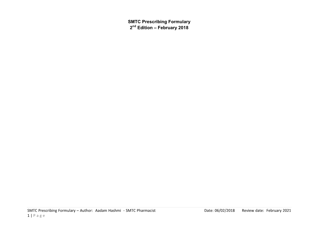 SMTC Prescribing Formulary 2 Edition – February 2018