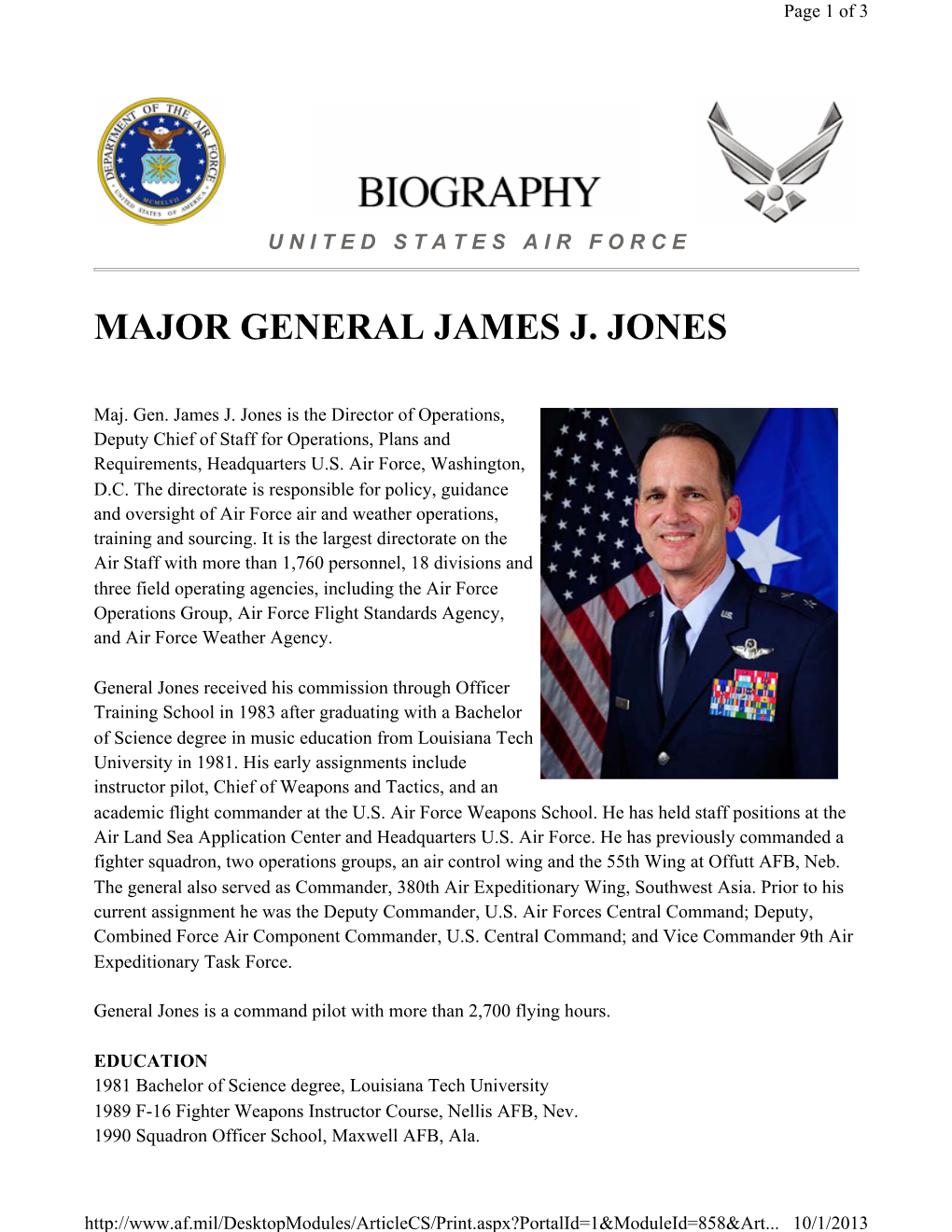 Major General James J. Jones