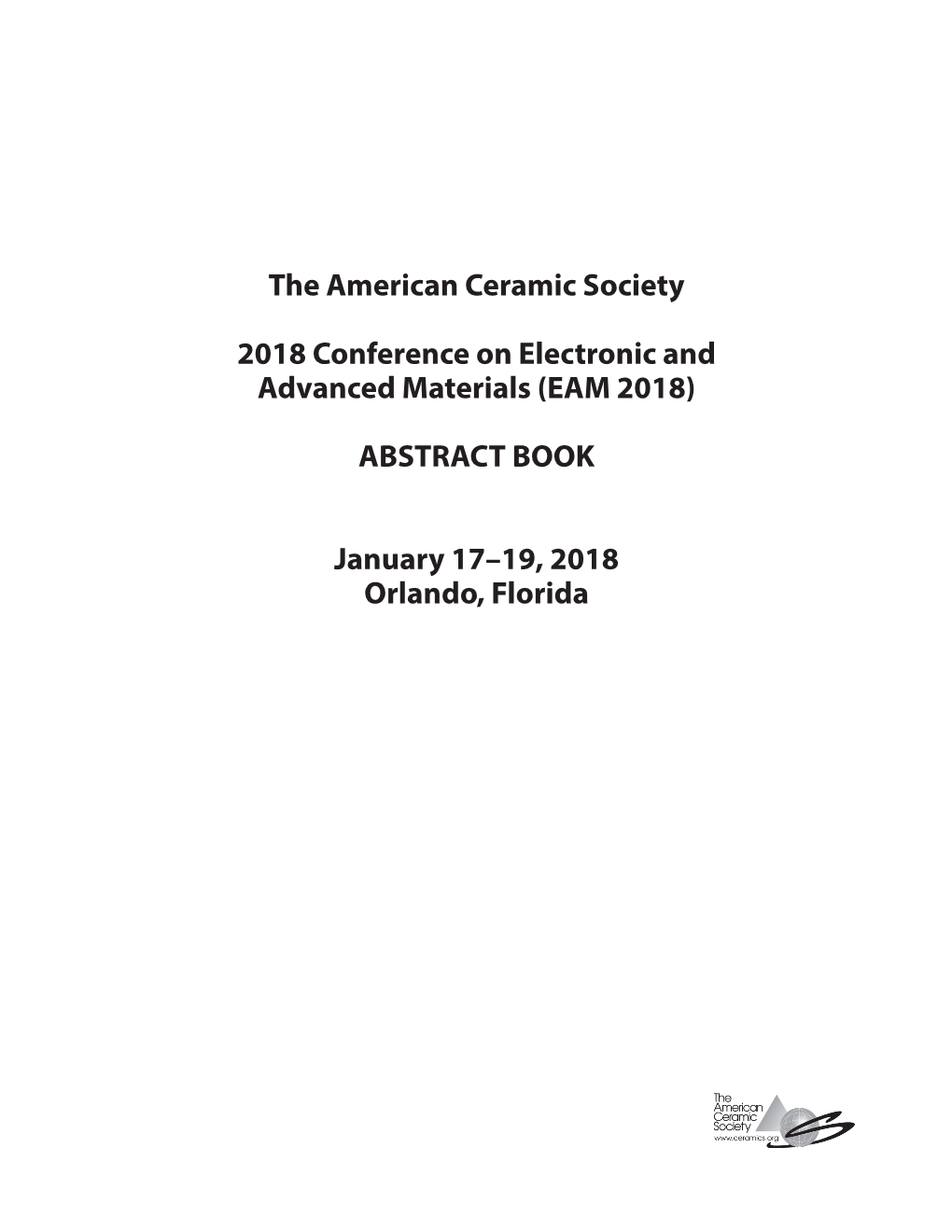 (EAM 2018) ABSTRACT BOOK January 17–19, 2018 Orlando, Florida