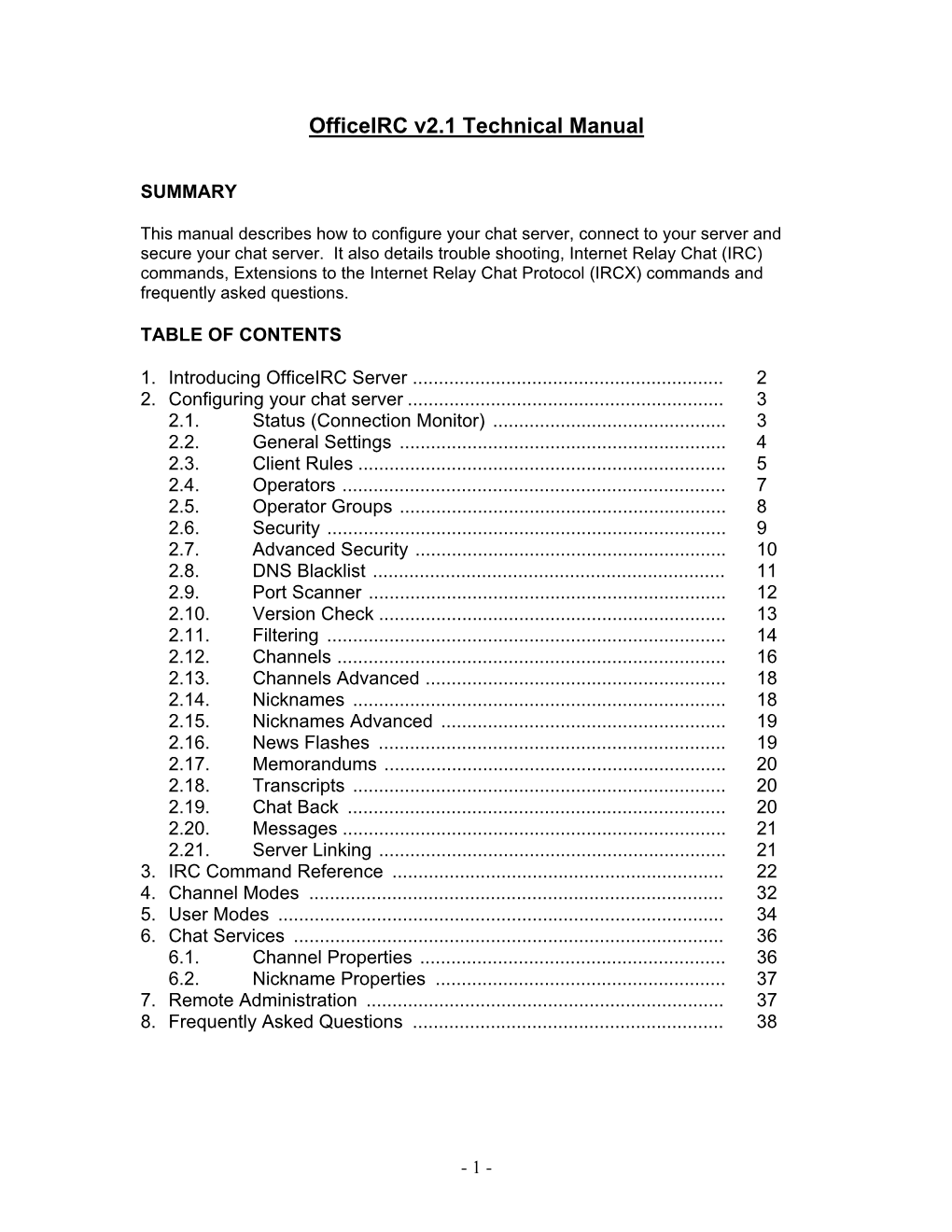 Officeirc V2.1 Technical Manual