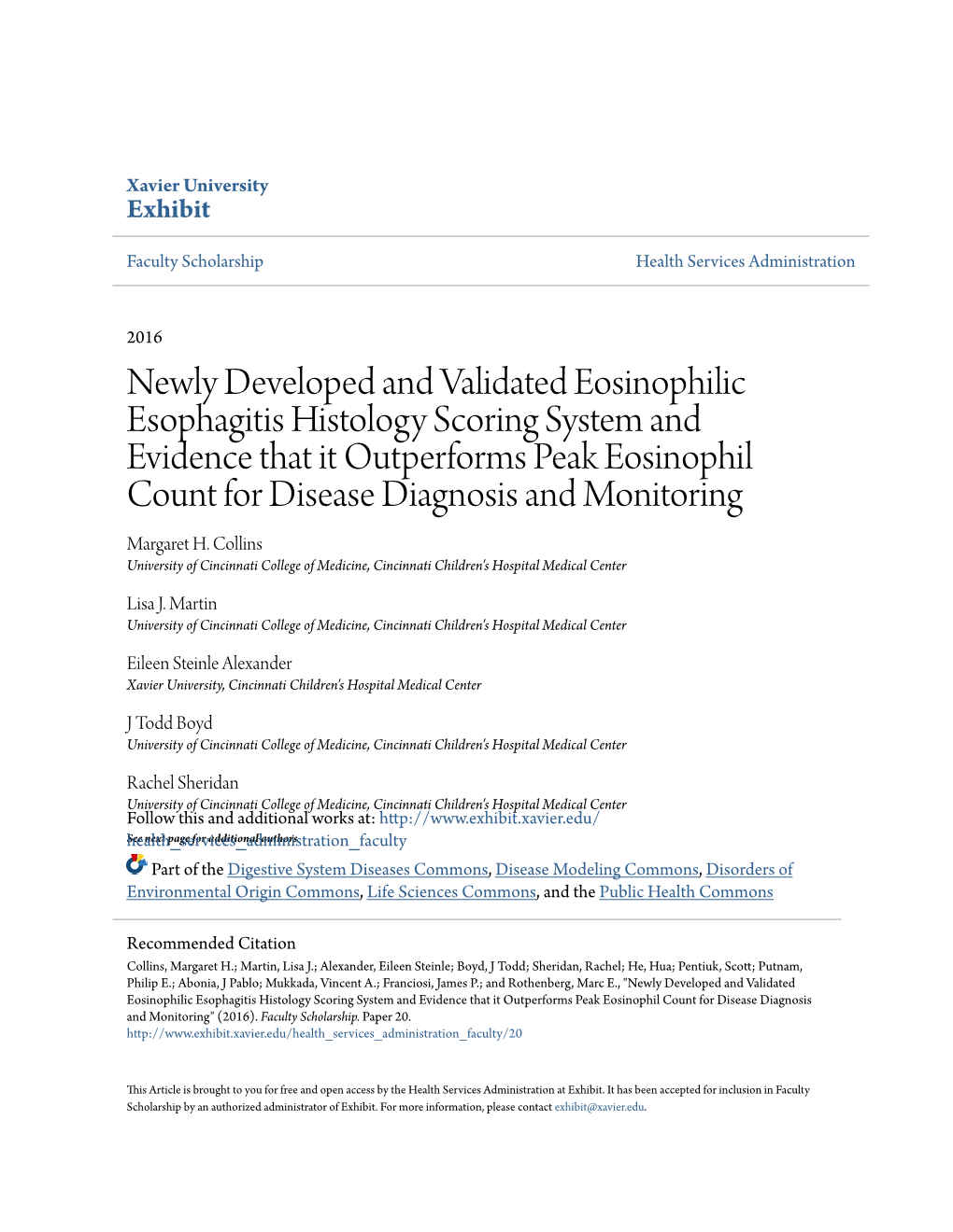 Newly Developed and Validated Eosinophilic Esophagitis Histology