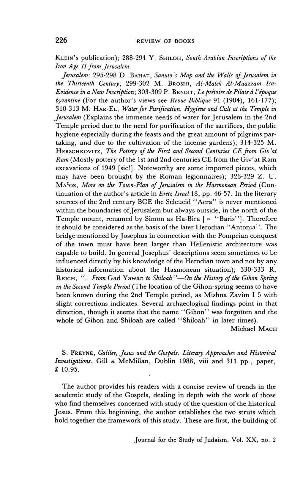 226 KLEIN's Publication); 288-294 Y. SHILOH, South Arabian