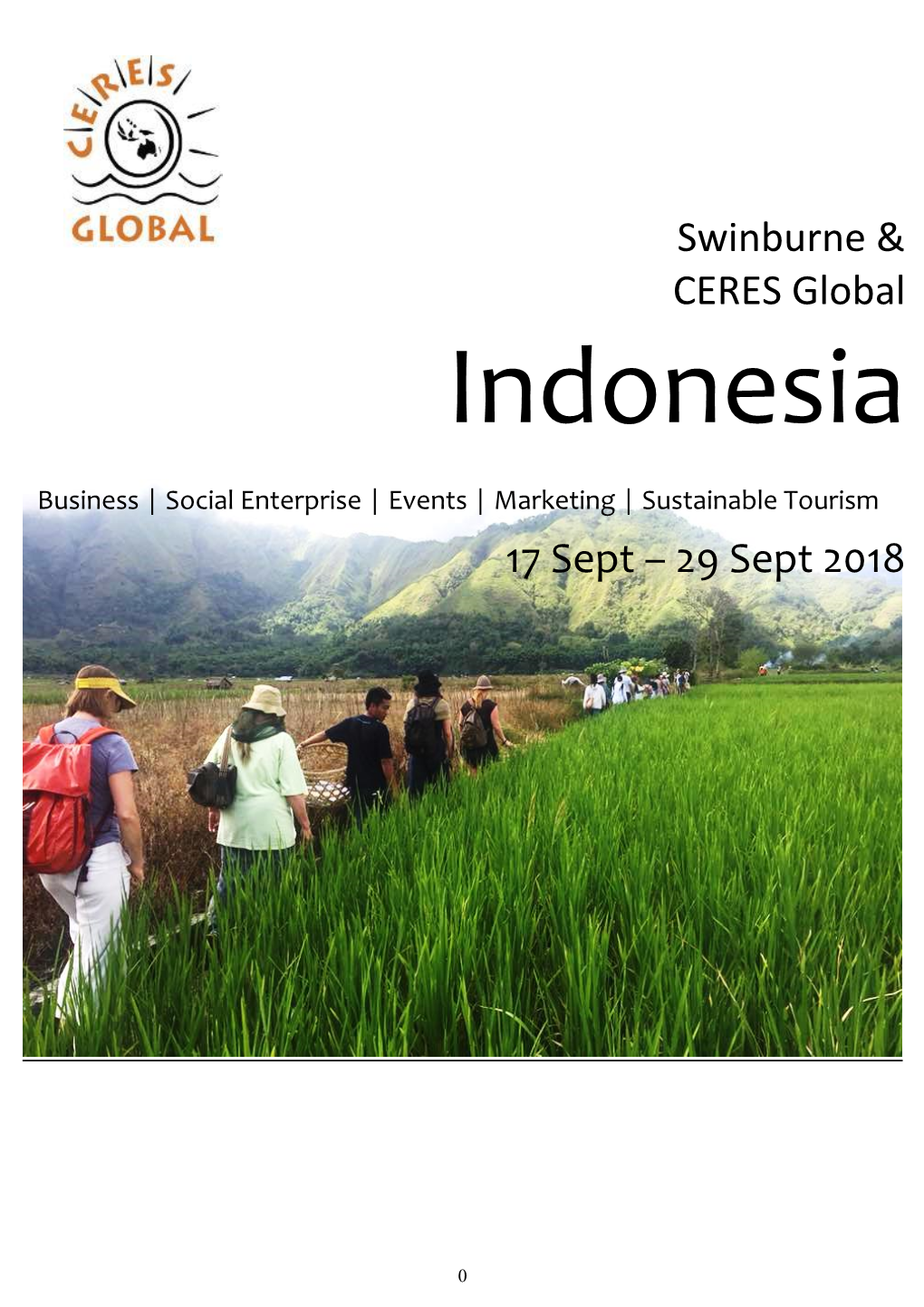 Swinburne & CERES Global 17 Sept – 29 Sept 2018