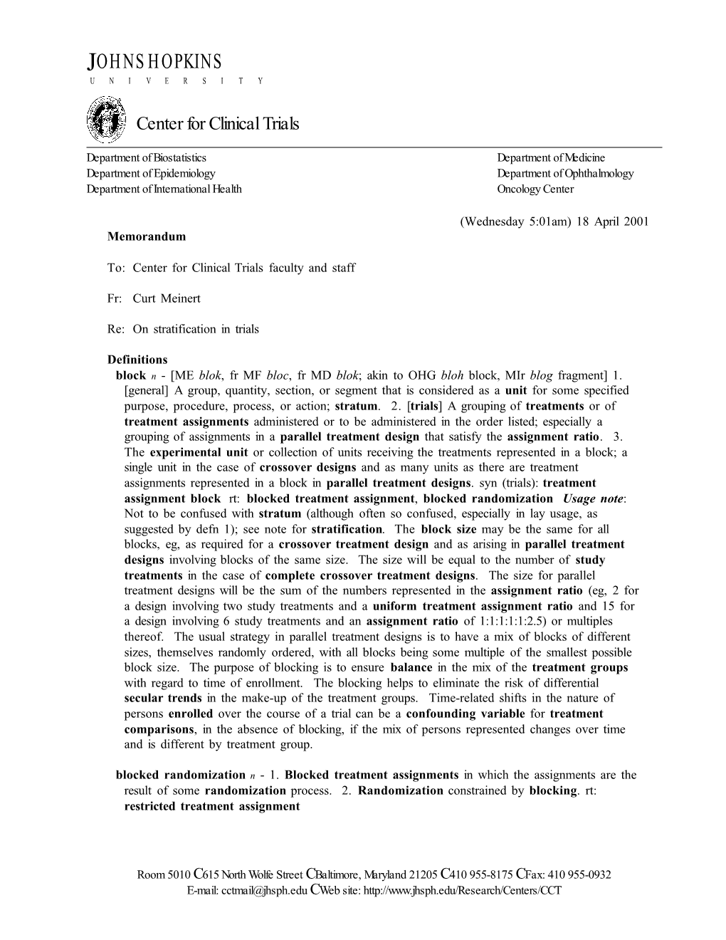 Stratification in Trials