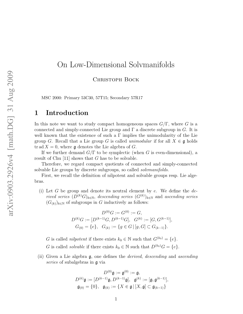 On Low-Dimensional Solvmanifolds