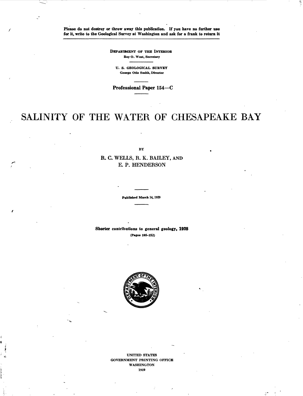 Salinity of the Water of Chesapeake Bay