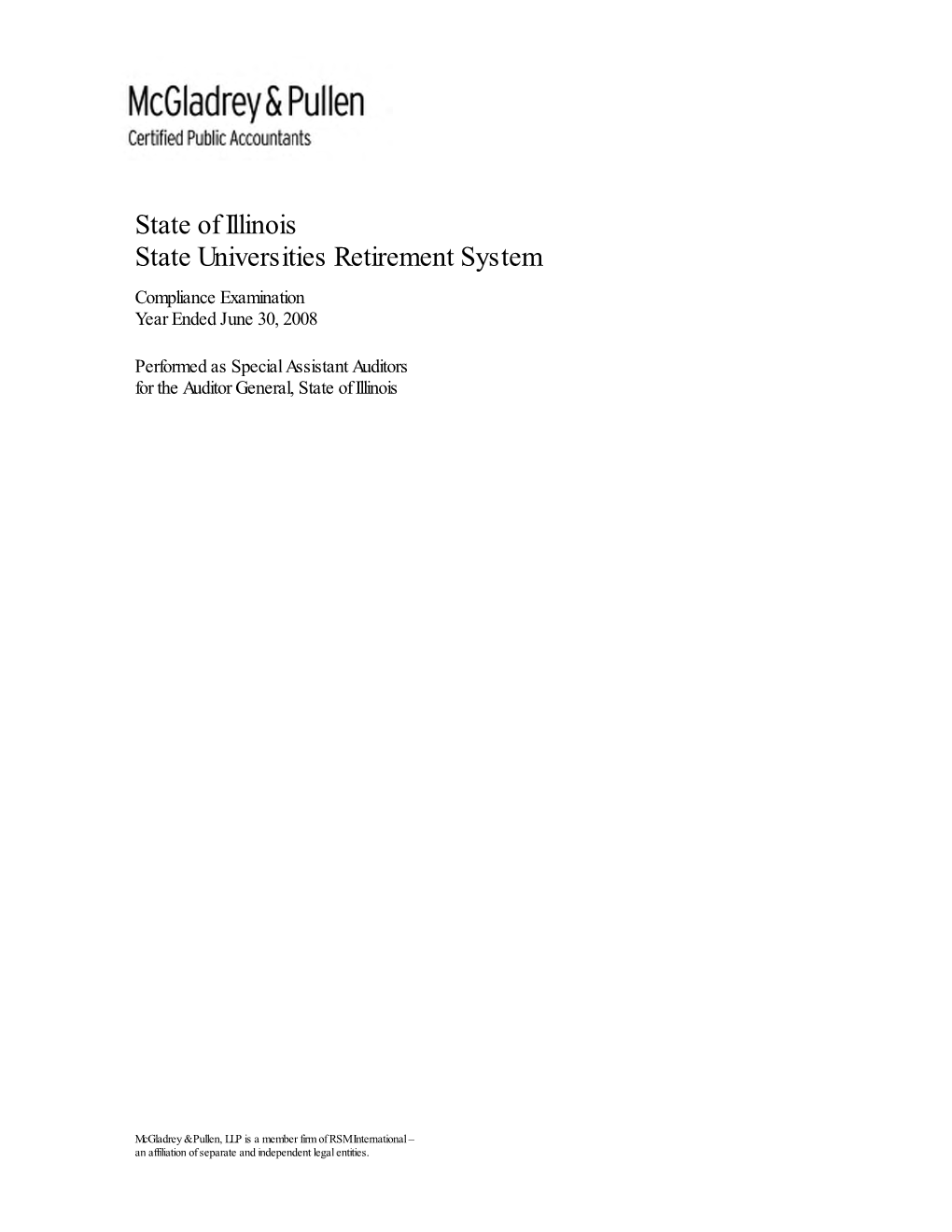 State of Illinois State Universities Retirement System