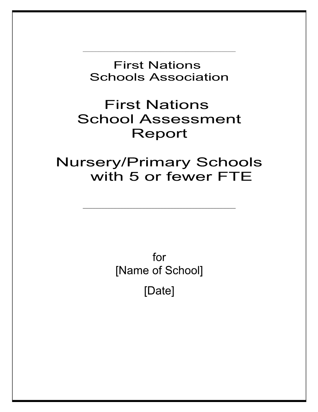 First Nations School Assessment