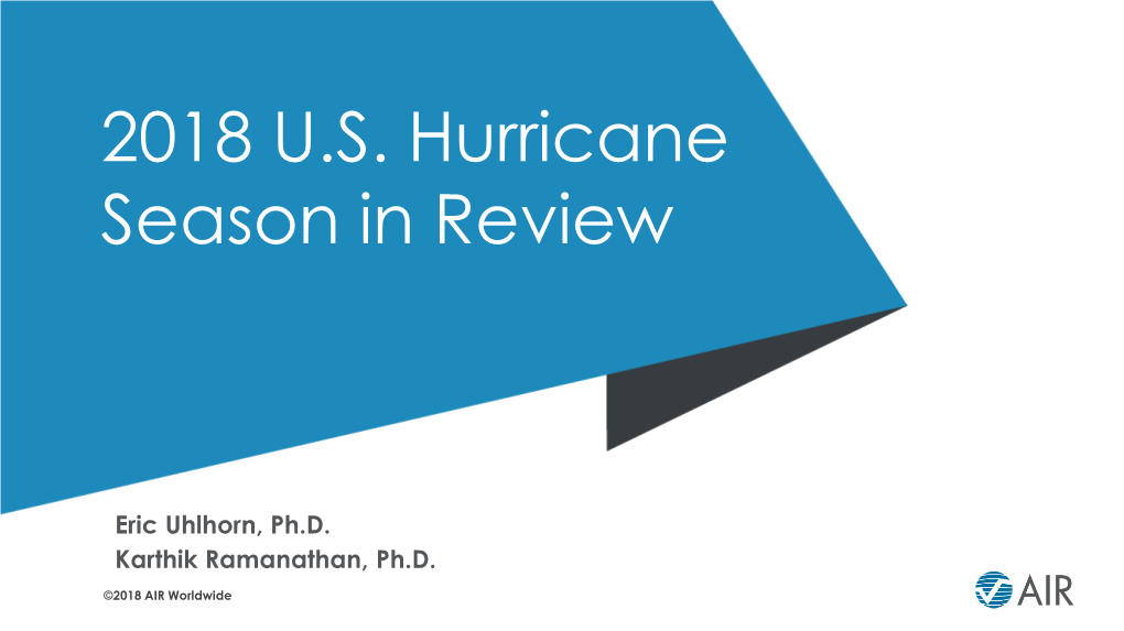 2018 U.S. Hurricane Season in Review