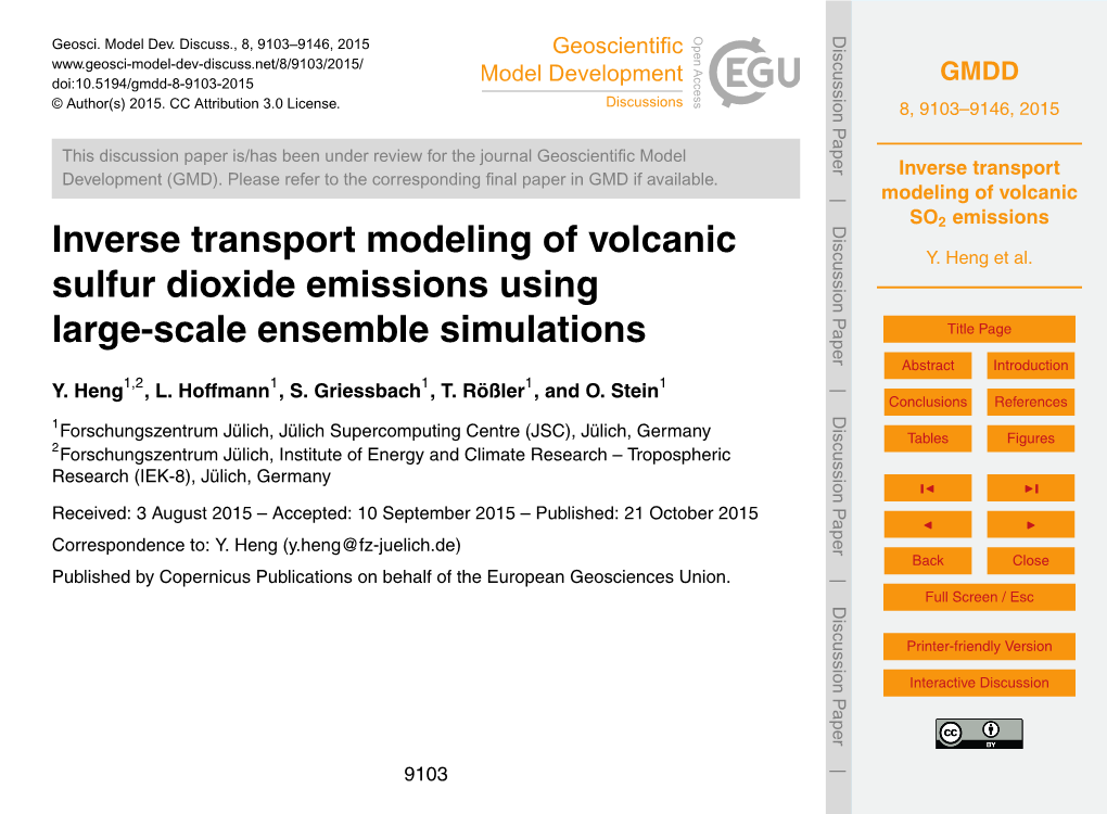 Inverse Transport Modeling of Volcanic Y