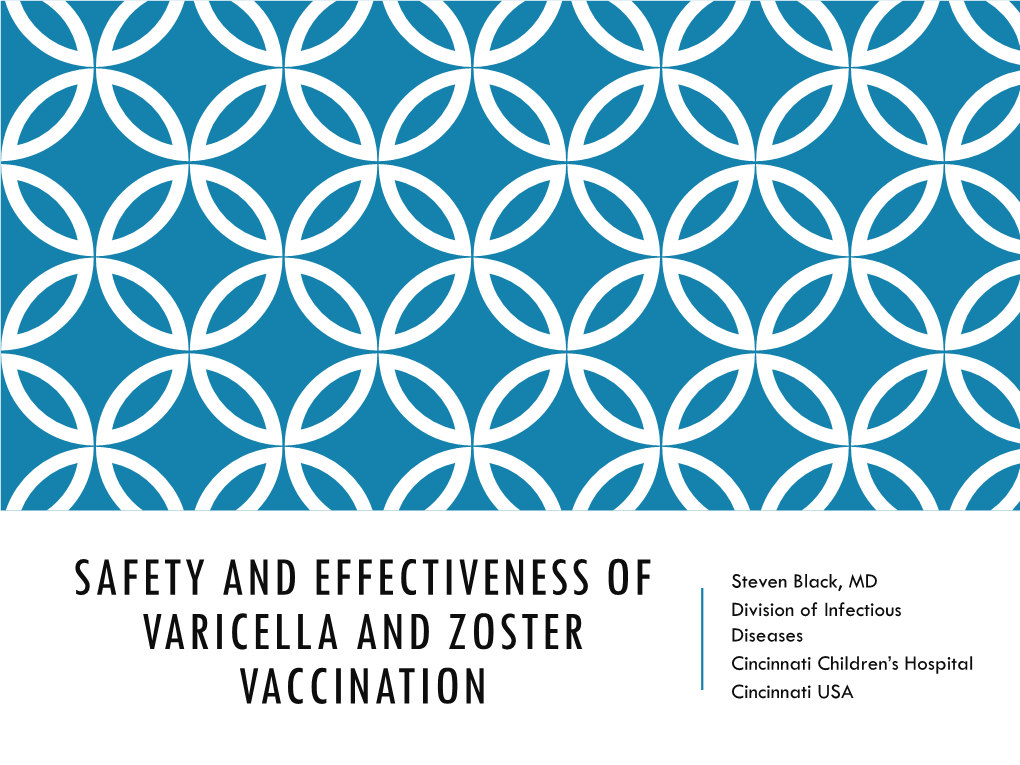 Safety and Effectiveness of Varicella and Zoster Vaccination