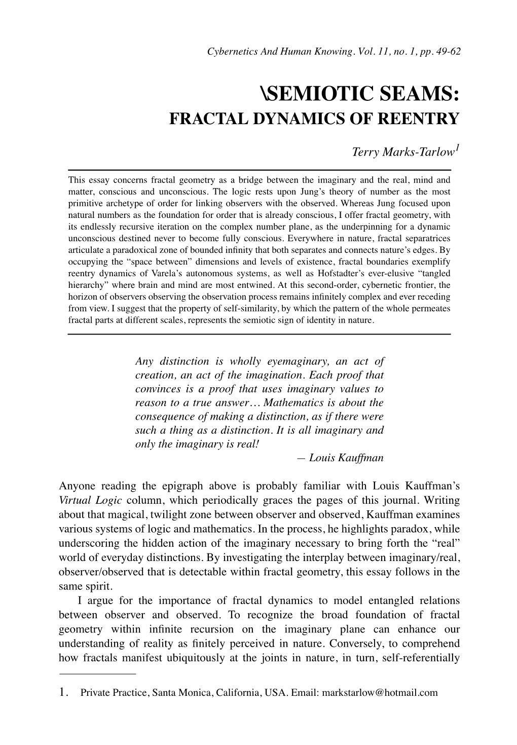 \Semiotic Seams: Fractal Dynamics of Reentry