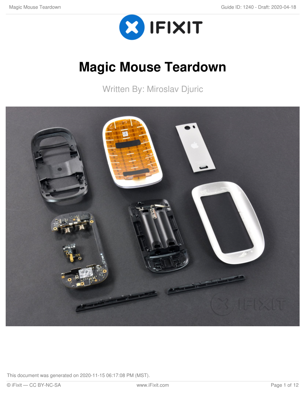 Magic Mouse Teardown Guide ID: 1240 - Draft: 2020-04-18