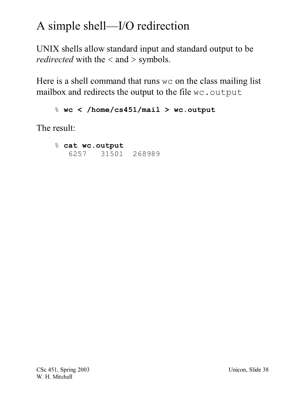 A Simple Shell—I/O Redirection