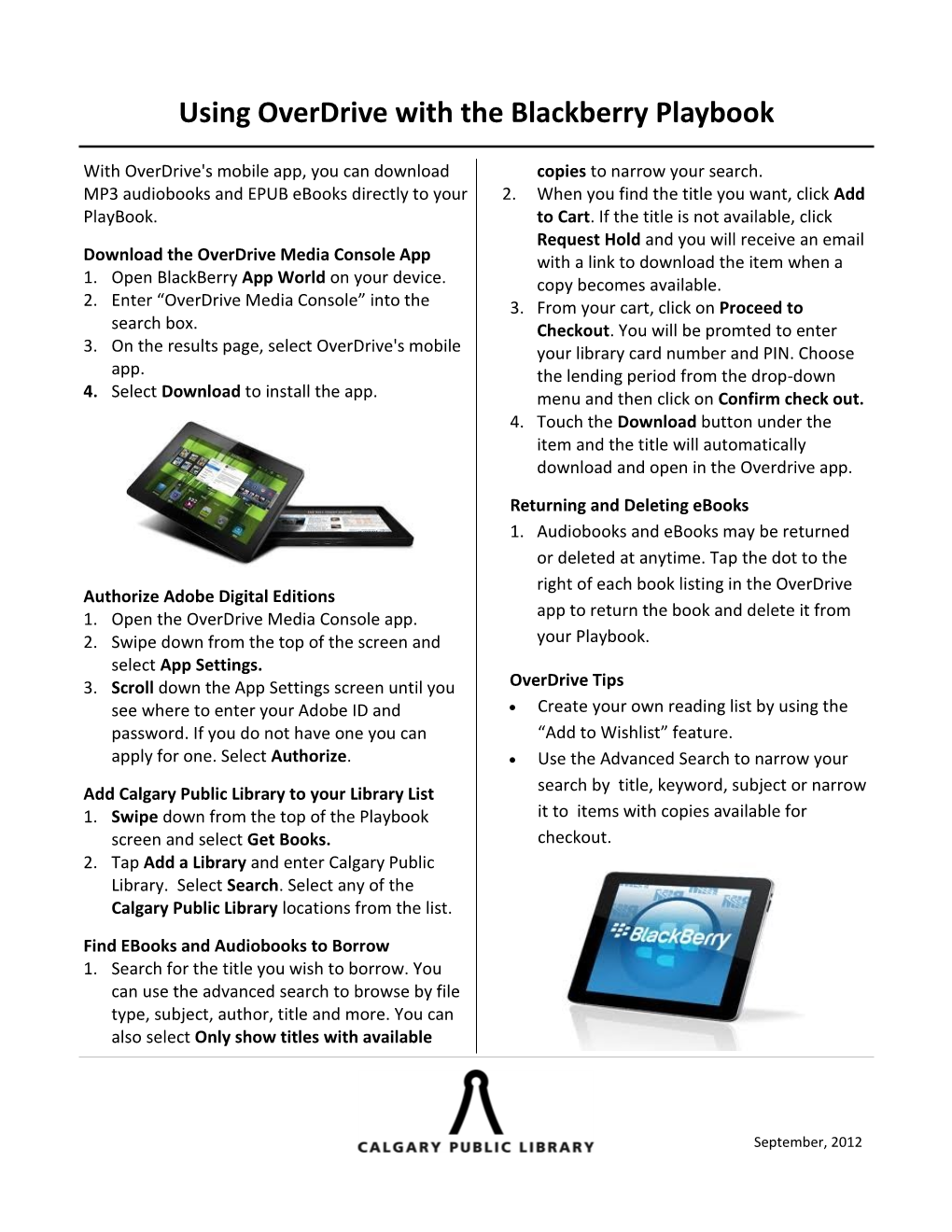 Using Overdrive with the Blackberry Playbook