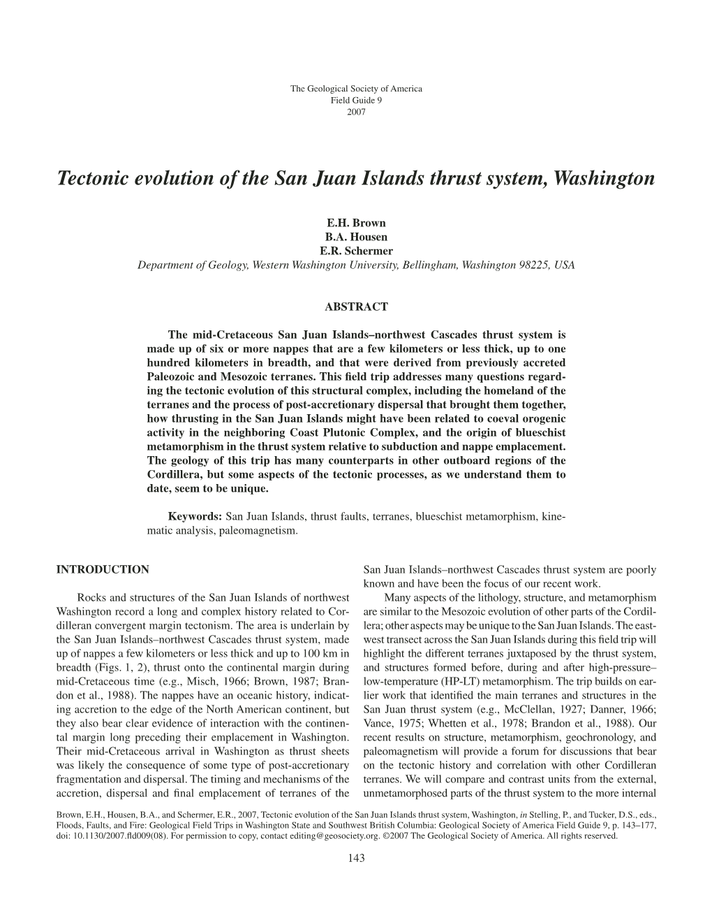 Tectonic Evolution of the San Juan Islands Thrust System, Washington