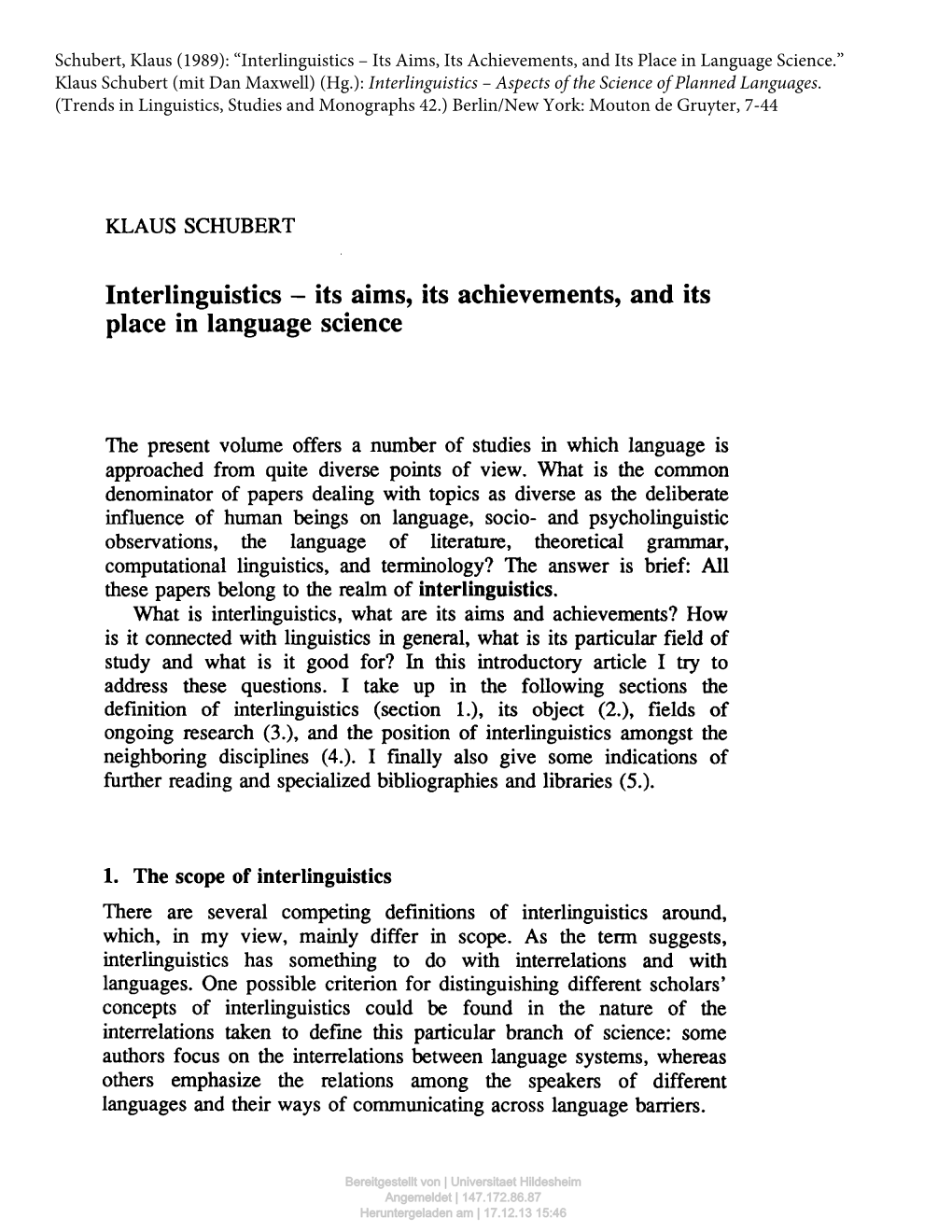 Interlinguistics