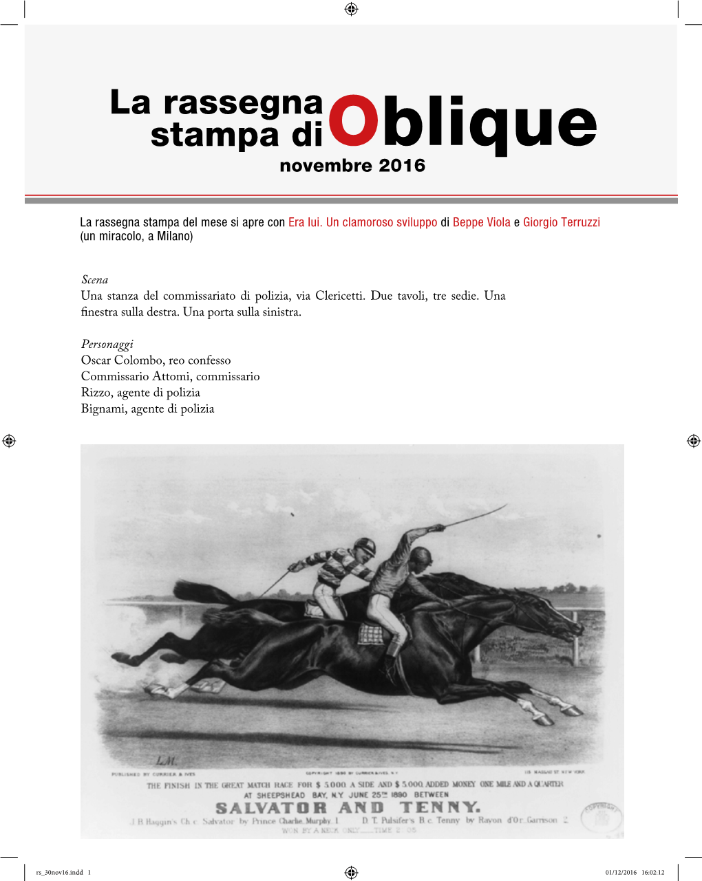 La Rassegna Stampa Di Oblique | Novembre 2016