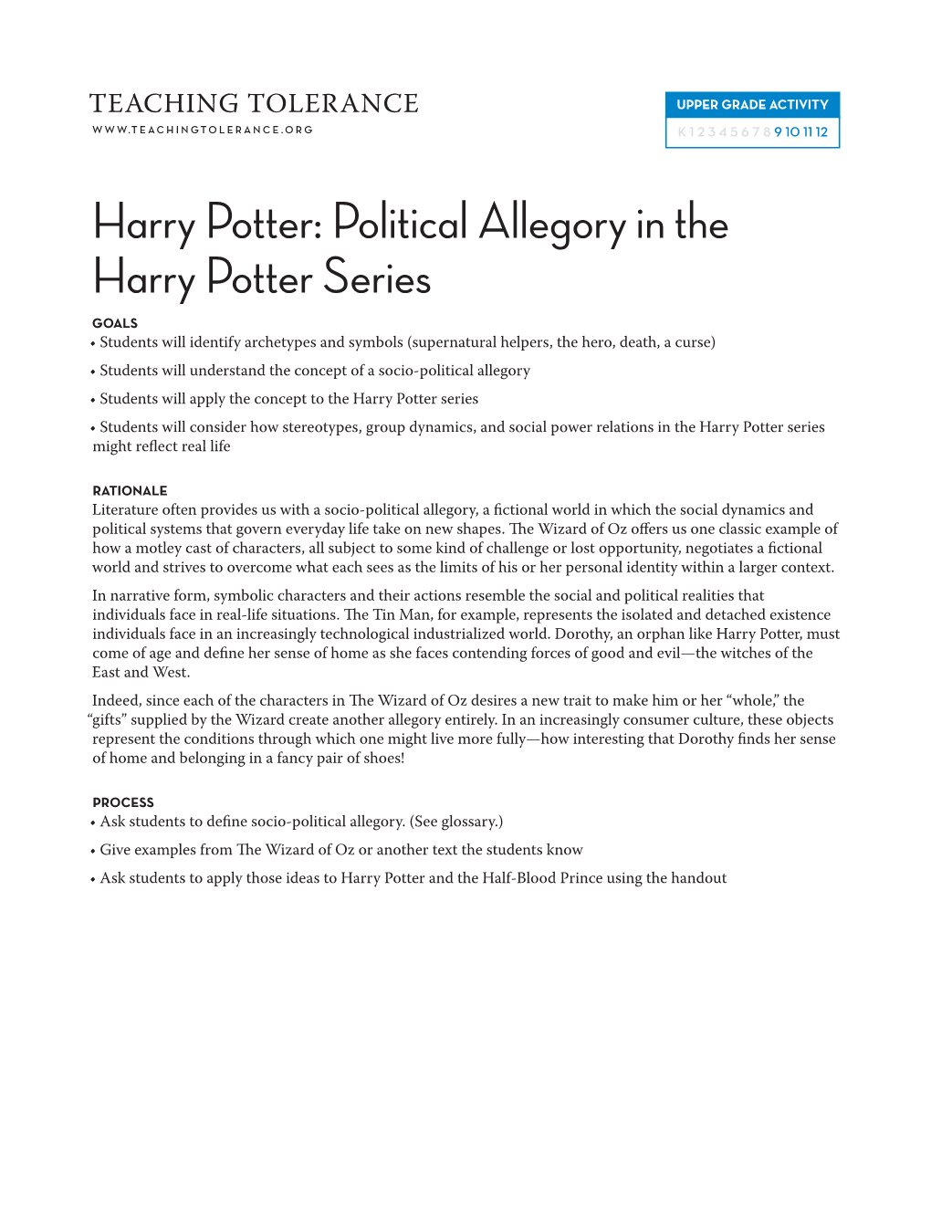 Harry Potter: Political Allegory in the Harry Potter Series