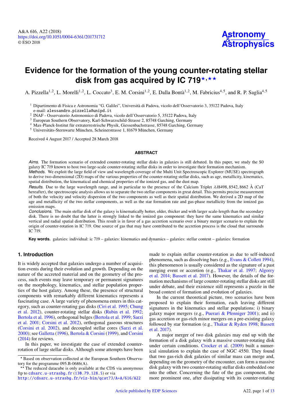 Evidence for the Formation of the Young Counter-Rotating Stellar Disk from Gas Acquired by IC 719?,?? A