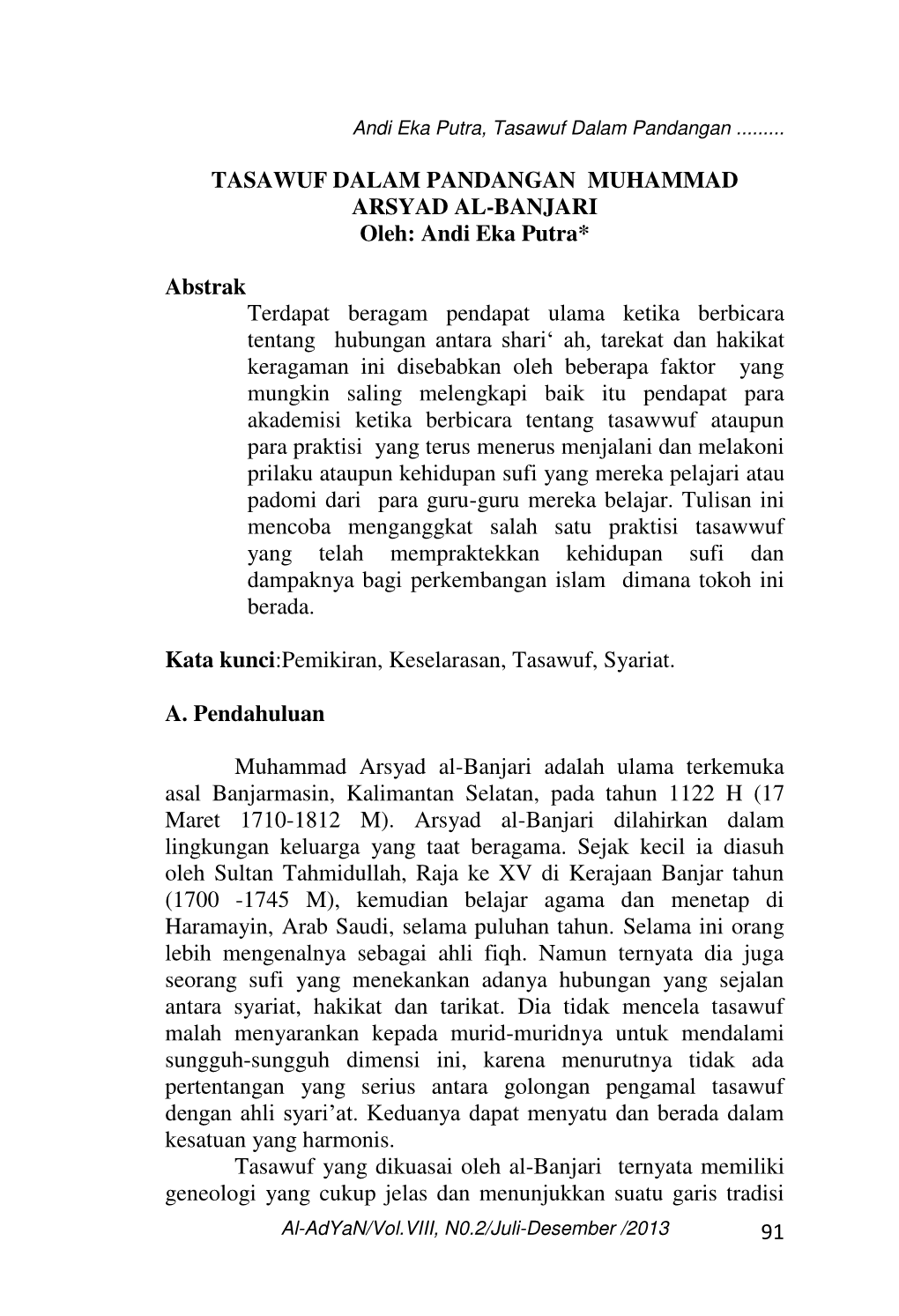 91 Tasawuf Dalam Pandangan Muhammad Arsyad Al