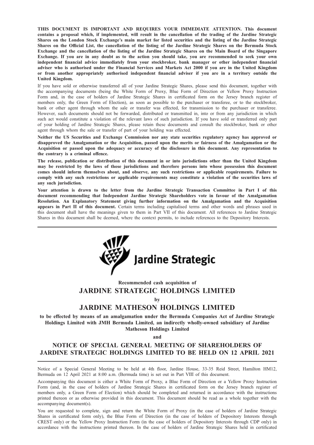 Jardine Strategic Holdings Limited Jardine Matheson