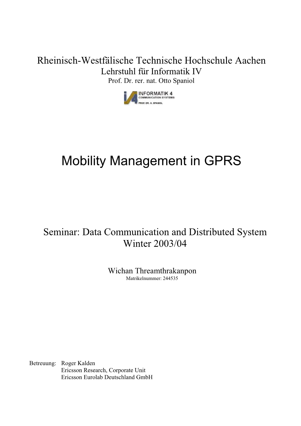 Mobility Management in GPRS